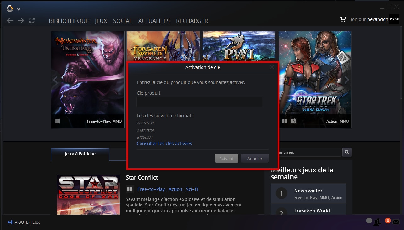 Activer des codes Star Trek Online