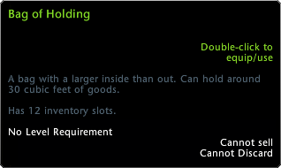 Bag of Holding Tooltip