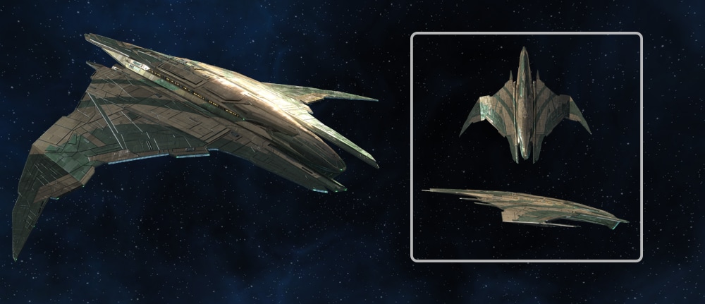 Several views of the Dhailkhina Warbird from Star Trek Online