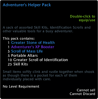 Adventurer's Helper Pack Tooltip