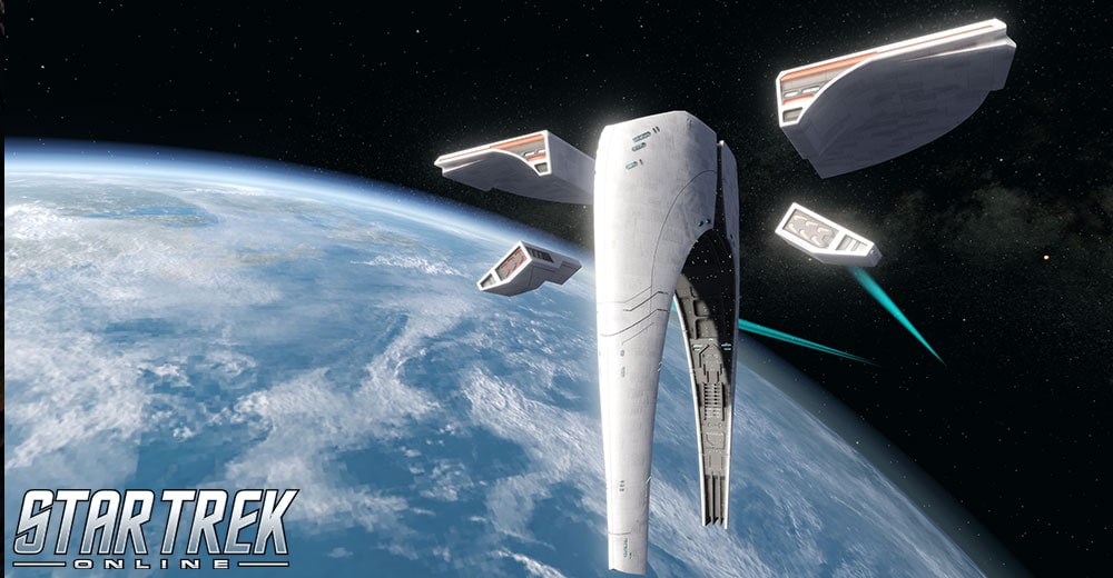 The United Earth Defense Force Vessel in orbit around Earth, appropriately enough,. in Star Trek Online