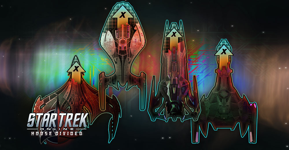 Upgrade tokens for Romulan, Federation, Klingon, and Dominion ships