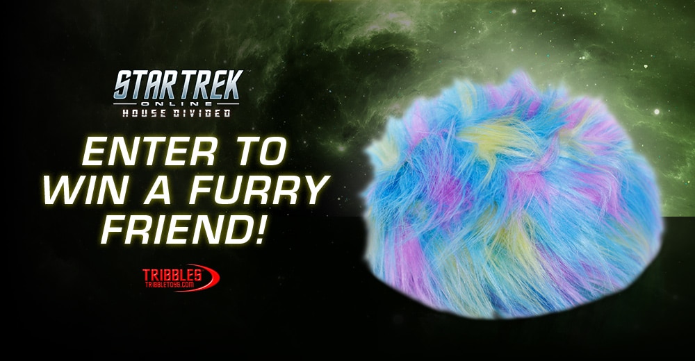 Promo art for the rainbow tribble, a giveaway team-up with Star Trek Online