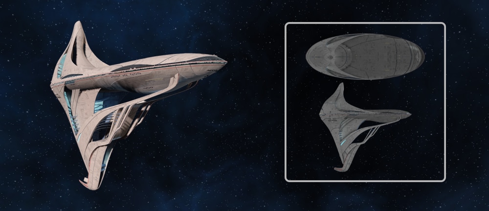 The Courage-class Command Science Destroyer starship from Star Trek Online