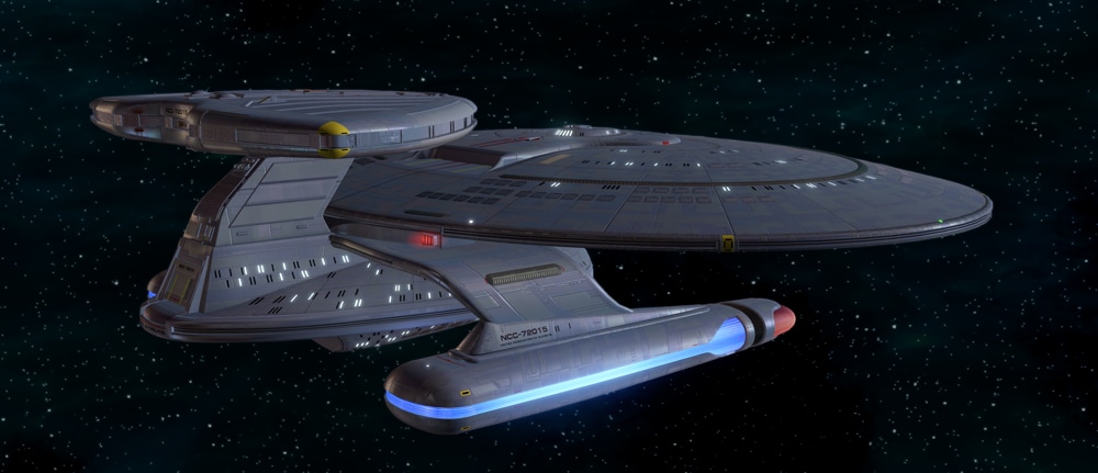 nebula class saucer with a defiant warship